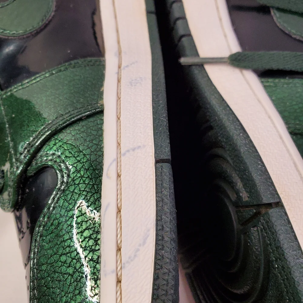 Size 10 Nike Air Jordan 1 Retro High Anti Gravity Grove Green Patent 332550-300 - Picture 15 of 16